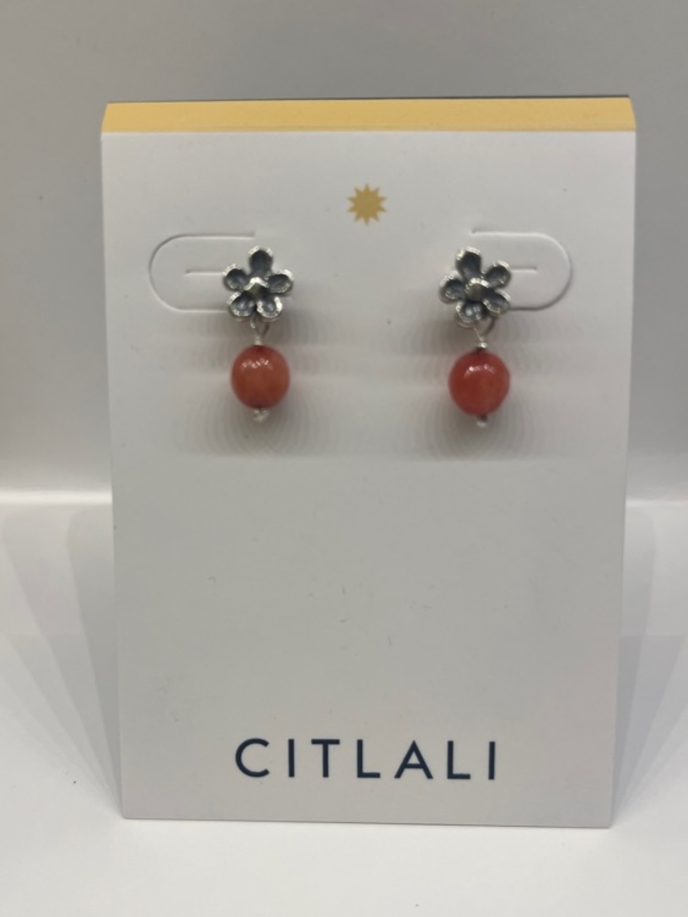 Citlali Joyas Pink Floral Mexican Silver Drop Earrings